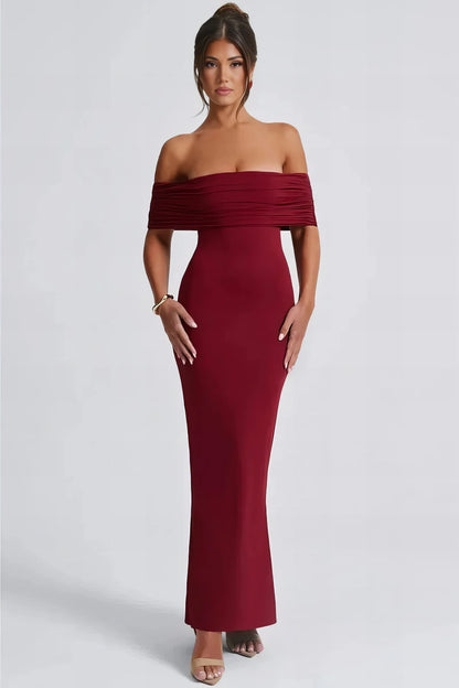 Anna Off Shoulder Maxi Dress - Red