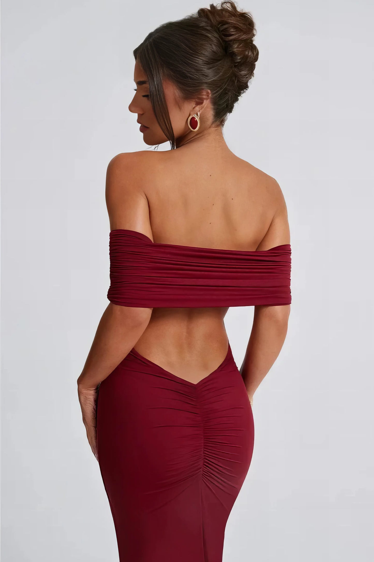 Anna Off Shoulder Maxi Dress - Red