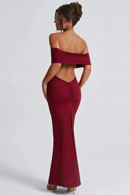 Anna Off Shoulder Maxi Dress - Red