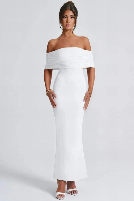 Anna Off Shoulder Maxi Dress - White