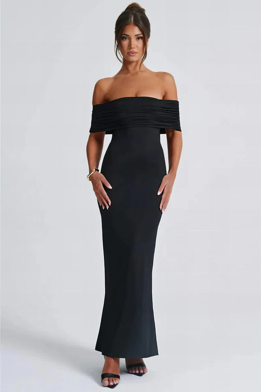 Anna Off Shoulder Maxi Dress - Black