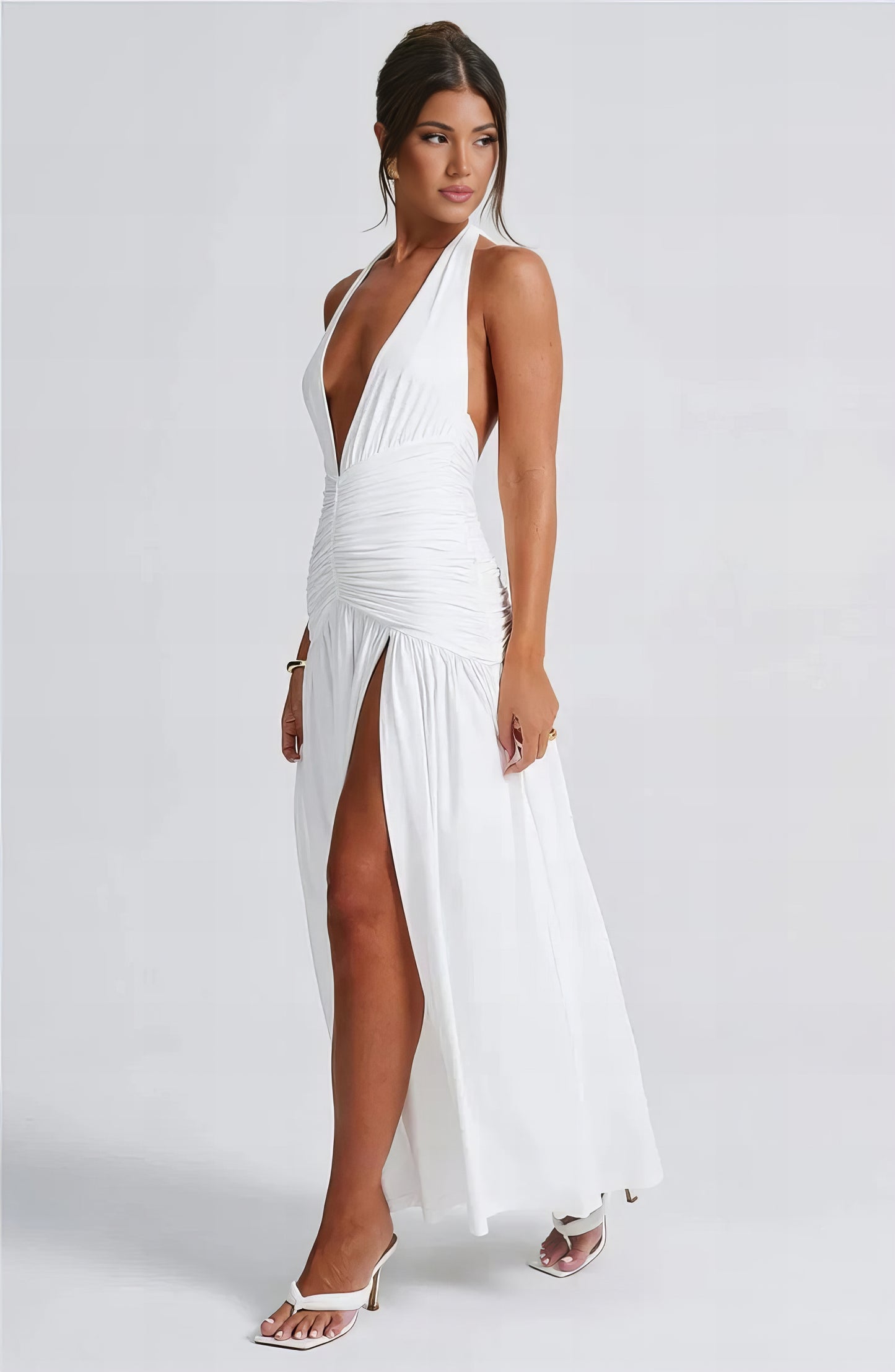 Layla Plunge Maxi Dress - White